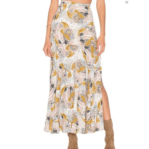 Free People (x Resolve) Pebble Fate CREPE MAXI SKIRT Paisley, Sz 12, MSRP $128 - Picture 1 of 13